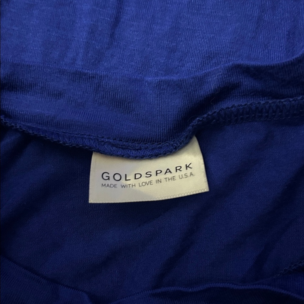Gold Spark Knot Front Long Sleeve Midi T-Shirt Dress Jersey Knit Stretch Cobalt - Picture 6 of 7